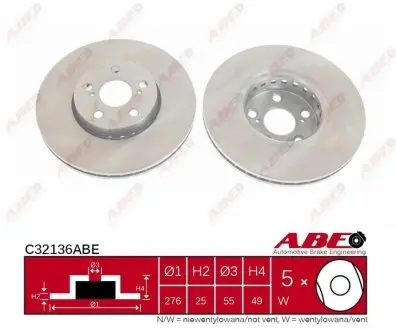 Диск тормозной передний Лив/Прав Toyota Avensis ABE C32136ABE