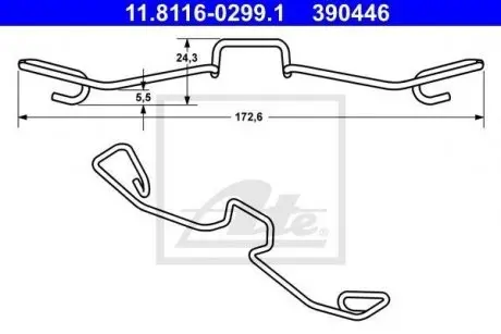 Планка супорта (переднього) прижимна (к-кт) Audi A6 97-05 ATE 11811602991