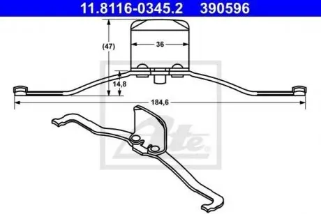 Планка суппорта (переднего) прижимная Ford Connect/VW Passat/Audi (к-кт) ATE 11811603452