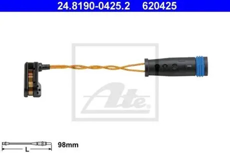 Датчик износа тормозных колодок MB E-class (W211/S211)/M-class (W164/W166) 02- (L= 98mm) ATE 24819004252
