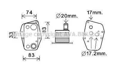 Радиатор масляный BMW 3 E46, E90 (98-), 5 E39, E60 (96-), X3 E83 (04-) 2.0D (BW3 AVA COOLING BW3555