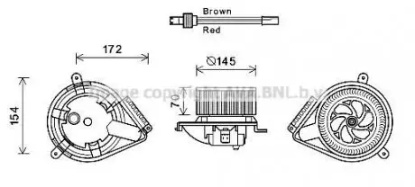 Вентилятор отопителя салона MB Vito V638 AC+ AVA AVA COOLING MS8627