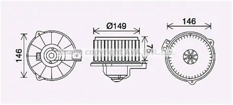 Вентилятор отопителя салона Toyota Corolla (00-) 1.3i 1.4i 1.6i 1.8i AV AVA COOLING TO8735