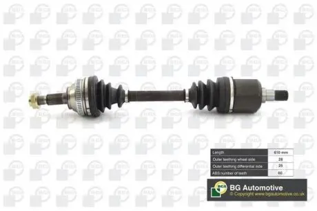 Полуось перед Land Rover Freelander 98-06 1.8і/2.0Di BGA DS7503A