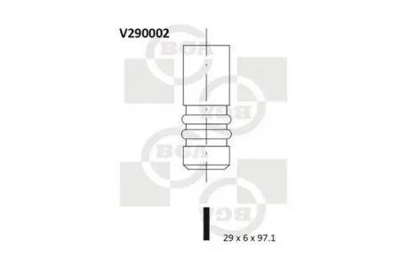 Клапан двигуна впуск. Vectra B 96-03/Vectra C 02-/Zafira A 99-05 2.0-2.2 TDI (97.1x29x6) BGA V290002