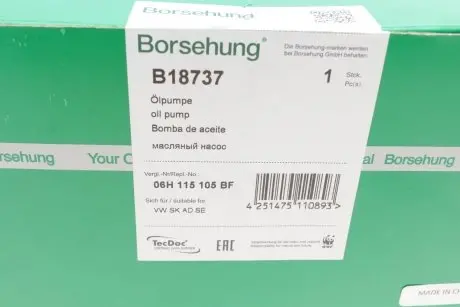 Насос оливи VW Sharan/Tiguan 2.0 TFSI 07-18 Borsehung B18737