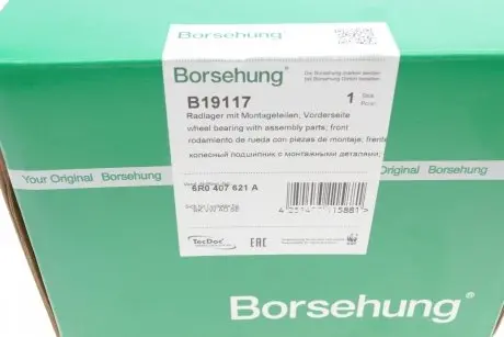 Подшипник ступицы (передней) Skoda Fabia 99-/VW Polo 01- (+ABS) (OE VAG) Borsehung B19117