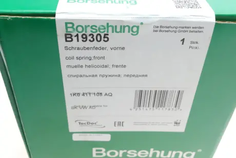 Пружина подвески передняя (OE) Borsehung B19305
