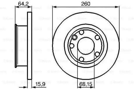 Диск гальмівний передн Лів/Прав VW CALIFORNIA T4 CAMPER, TRANSPORTER T4 1.8-2.5D 07.90-06.03 BOSCH 0986478547