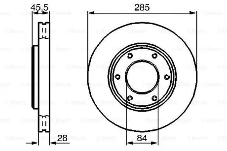 Диск гальмівний передн Лів/Прав TOYOTA GRANVIA, HIACE IV, HIACE V 2.4-3.0D 08.95- BOSCH 0986478693