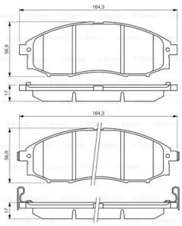 Колодки гальмівні (передні) Nissan Navara/Pick Up 2.4i/2.5 TD 98- BOSCH 0 986 494 152