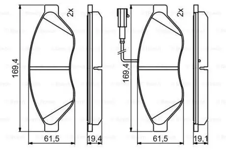 Комплект гальмівних колодок BOSCH 0986494798 (фото 1)