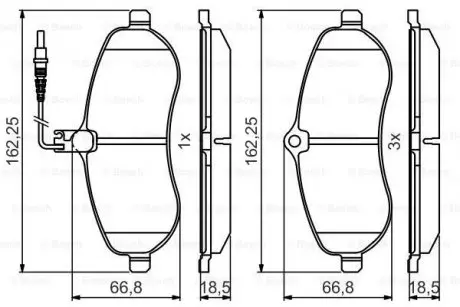 Колодки гальмівні (передні) Fiat Scudo/Citroen Jumpy/Peugeot Expert 07- (з датчиком) BOSCH 0 986 495 460 (фото 1)