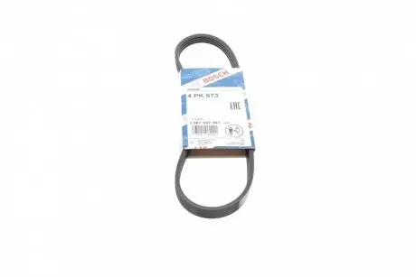 Ремень генератора Hyundai i10/i20/i30 1.1/1.6CRDi 08-13/Fiat Doblo/Punto/Stilo 1.2/1.4 01- (4PK673) BOSCH 1 987 947 961