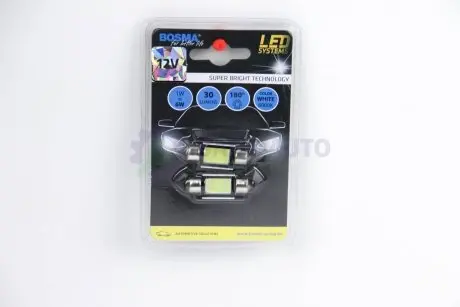 Автолампа SV8,5 LED 12V 1xCOB LED WHITE 10X36 (2 шт) Bosma 3635