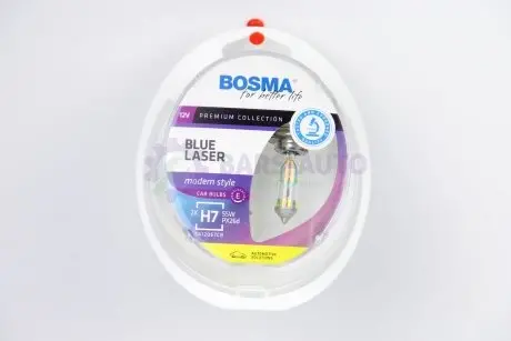 Автолампа H7 BLUE LASER 12V 55W PX26D Упаковка 2шт Bosma 3707