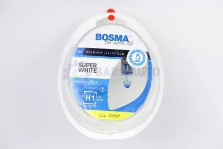 Автолампа H1 SUPER WHITE 12V 55W P14,5S Упаковка 2шт Bosma 3721
