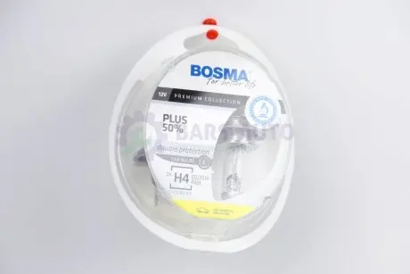 Автолампа H4 PLUS 50% 12V 60/55W P43T Упаковка 2шт Bosma 3929