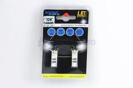 Автолампа T10 LED 12V 8XSMD 3528 LED WHITE DOUBLE POLARITY CANBUS (2 шт) Bosma 4229