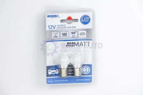 Автолампа BAY15D LED 12V 9XSMD 2835 LED WHITE MAT (2 шт) Bosma 5066