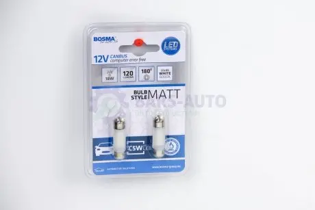 Автолампа SV8,5 LED 12V 6XSMD 2835 LED MAT WHITE 10x36 (2 шт) Bosma 5080