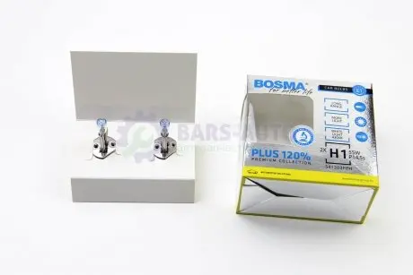 Автолампа H1 PLUS 120% 12V 55W P14,5S Упаковка 2шт Bosma 5479