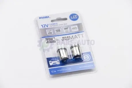 Автолампа BA15S 12V 6xLED SMD2835 18x37MM WHITE 6000K MAT STYLE CANBUS (blister 2 шт) Bosma 6490