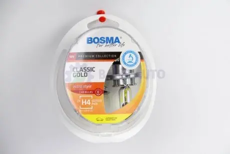 Автолампа H4 CLASSIC GOLD 12V 60/55W P43T Упаковка 2шт Bosma 8917