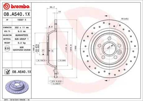 Гальмівний диск BREMBO 08A5401X