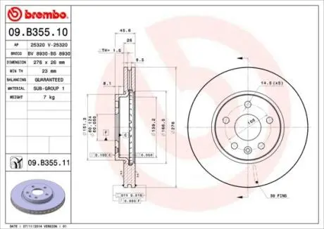 Гальмівний диск BREMBO 09B35511