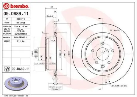 Гальмівний диск BREMBO 09D68911