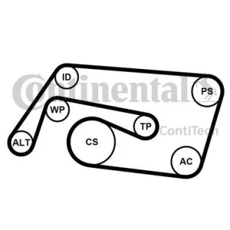 Комплект ременя генератора MB C-class (W203) 2.2-2.7 CDI (OM611/OM612) 00- (6PK2260) CONTINENTAL 6PK2260K2 (фото 1)