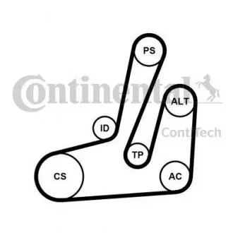 Комплект поліклінового ременя (з роликами) CITROEN BERLINGO, BERLINGO/MINIVAN, JUMPY I, XSARA, XSARA/HATCHBACK, XSARA/KOMBI; FIAT SCUDO; PEUGEOT 206, 306, 306/HATCHBACK, EXPERT 1.9D 06.96-12.15 CONTINENTAL 6PK1390K1