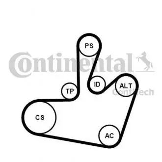 Комплект поліклінового ременя (з роликами) SEAT LEON, TOLEDO II; SKODA OCTAVIA I; VW BORA, BORA I, GOLF IV 1.4/1.6 09.96-12.10 CONTINENTAL 6PK1548K1