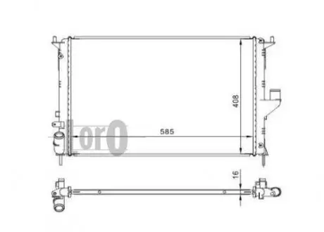 Радиатор води Duster/Logan/Sandero 1.2/1.4/1.5dCi/1.6 05- (585x406x16) DEPO 010-017-0001