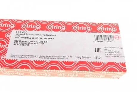Комплект прокладок, стрижень клапана CHRYSLER/MINI 1,6 W10B16A ELRING 191.420