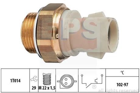 Датчик увімкнення вентилятора Ford Escort/Fiesta/Focus 85-12 (2 конт.) (102-97°C) EPS 1.850.137