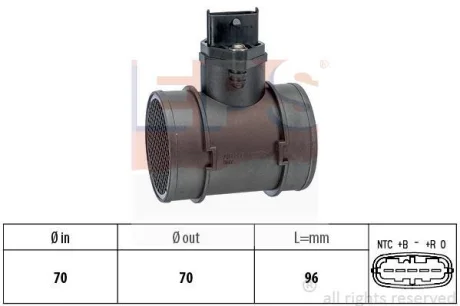 Витратомір повітря Fiat Doblo 1.9JTD 01-/Opel Astra G 2.0 16V/2.0 DTI 00-/Combo 1.7 DI 16V 01- EPS 1.991.155