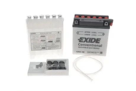 Акумуляторна батарея 5Ah/40A (120x60x130/+R/B0) (мото) (сухозаряджений) EXIDE 12N5-3B