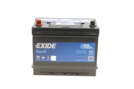 Аккумуляторная батарея 70Ah/540A (270x173x222/+L/B9) Excell Азия EXIDE EB705