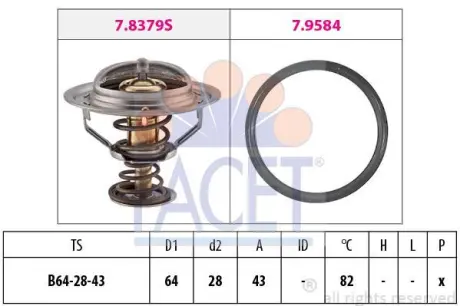 Термостат Nissan Navara, Pathfinder 2.5 DCi (05-), X-Trail 2.2 DCi (01-) (7.8649 FACET 78649