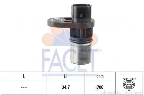 Датчик оборотов коленвала Opel Astra/Vectra 2.2 i (00-) FACET 9.0292