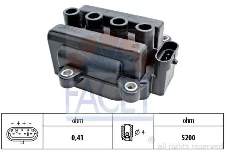 Катушка зажигания Renault Logan (05-), Clio (01-) 1.0i, 1.2 16V (9.6418) FACET 96418