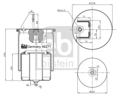 Пневмоподушка VOLVO FH12, FH16, FM10, FM12, FM7 08.93- FEBI BILSTEIN 46271
