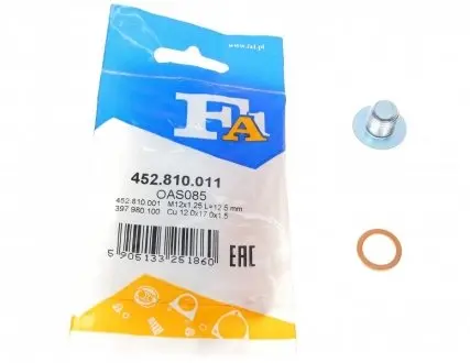 Болт слива оливы + шайба Toyota Camry/Corolla/Lexus LS/Nissan Juke 86- (M12x1.25) Fischer Automotive One (FA1) 452.810.011