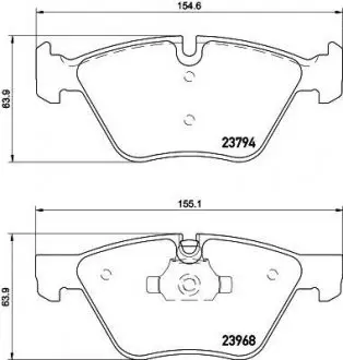Тормозные колодки пер. BMW 3(E90)/1(E81) 04-13(ATE) (154,8x63,6x20) HELLA 8DB355011-321