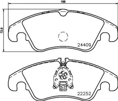 Тормозные колодки дисковые комплект; передн. HELLA 8DB355023221