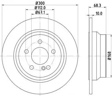 Тормозной диск зад. Audi A6 04- HELLA 8DD355108841