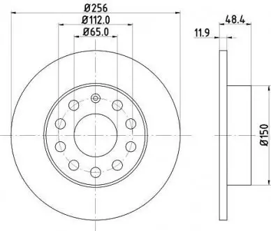 Тормозной диск зад. Caddy III (260x12) HELLA 8DD355109-641