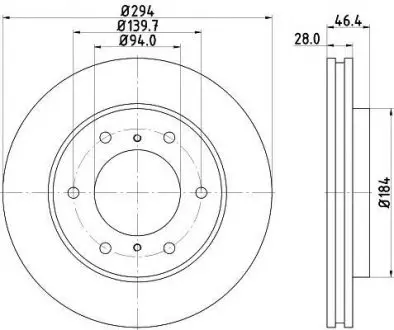 Тормозной диск перед. L200/Pajero Sport 05- 2.4-3.5 (PRO) HELLA 8DD355115-731